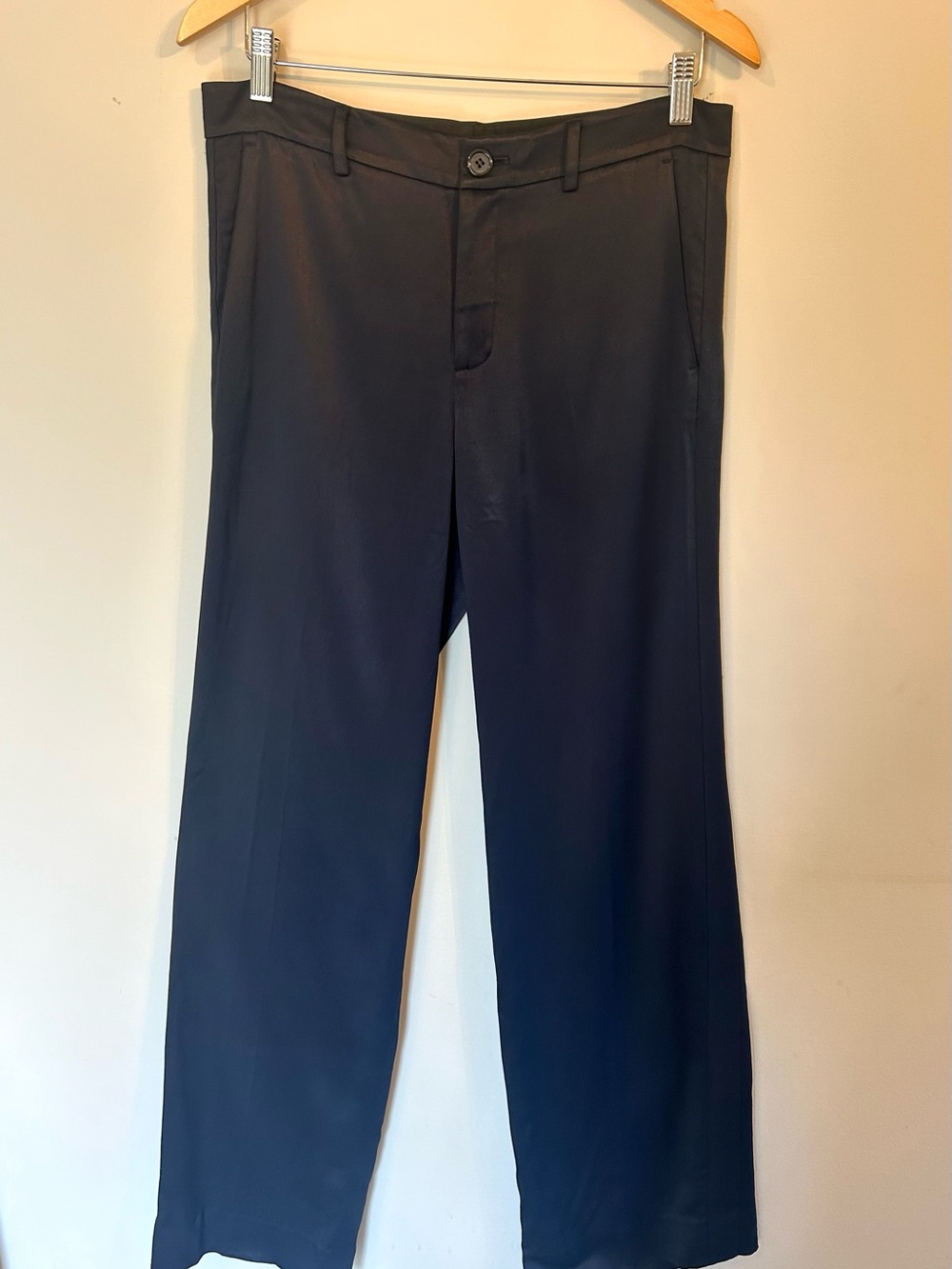 Vince Navy Blue Satin-like Trousers Dress Pants Size 6 Old Money Quiet Luxury - Picture 3 of 6